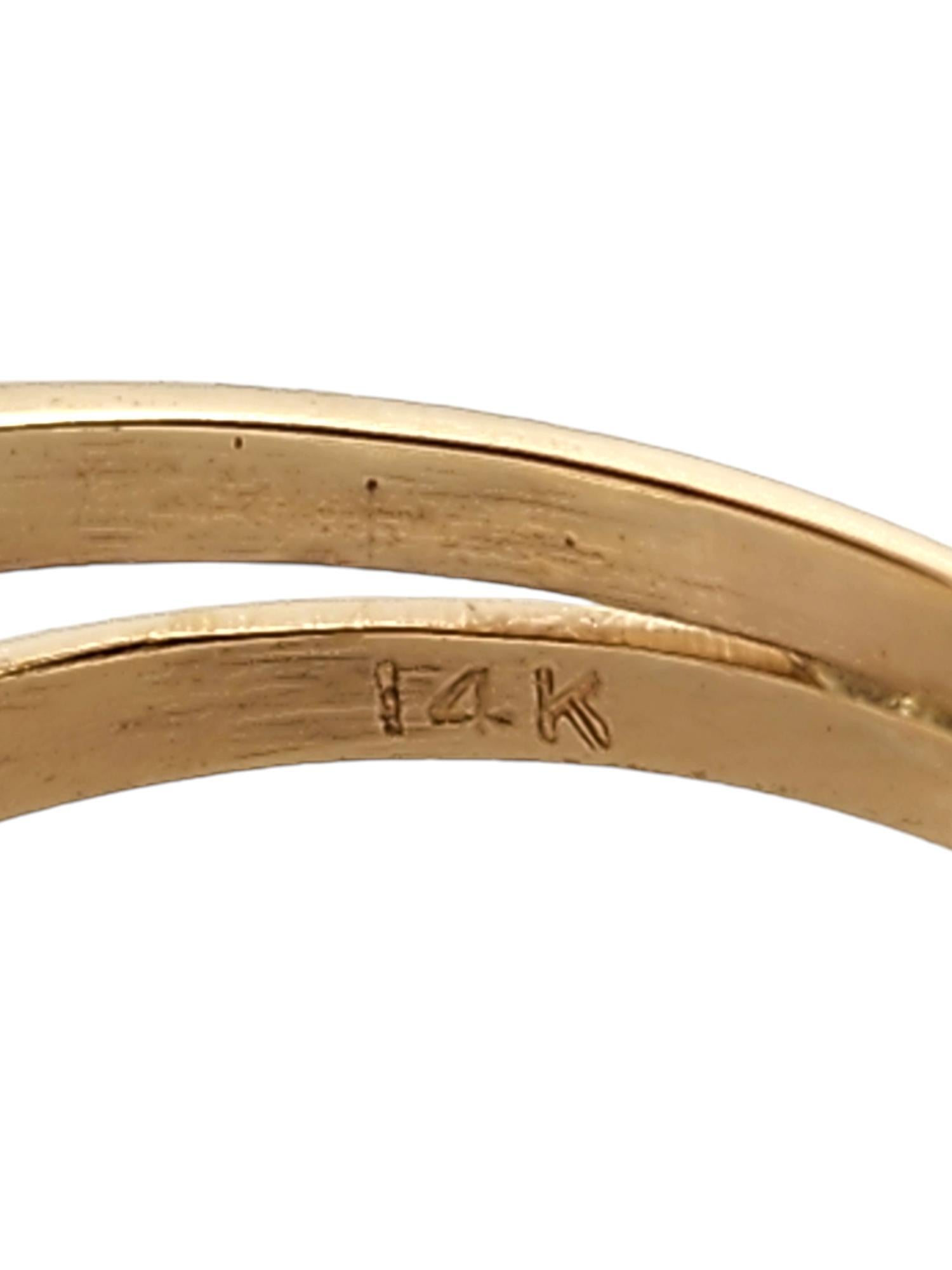 14 Karat Yellow Gold Diamond Double Band Ring Size 6.5 #18562 For Sale 1
