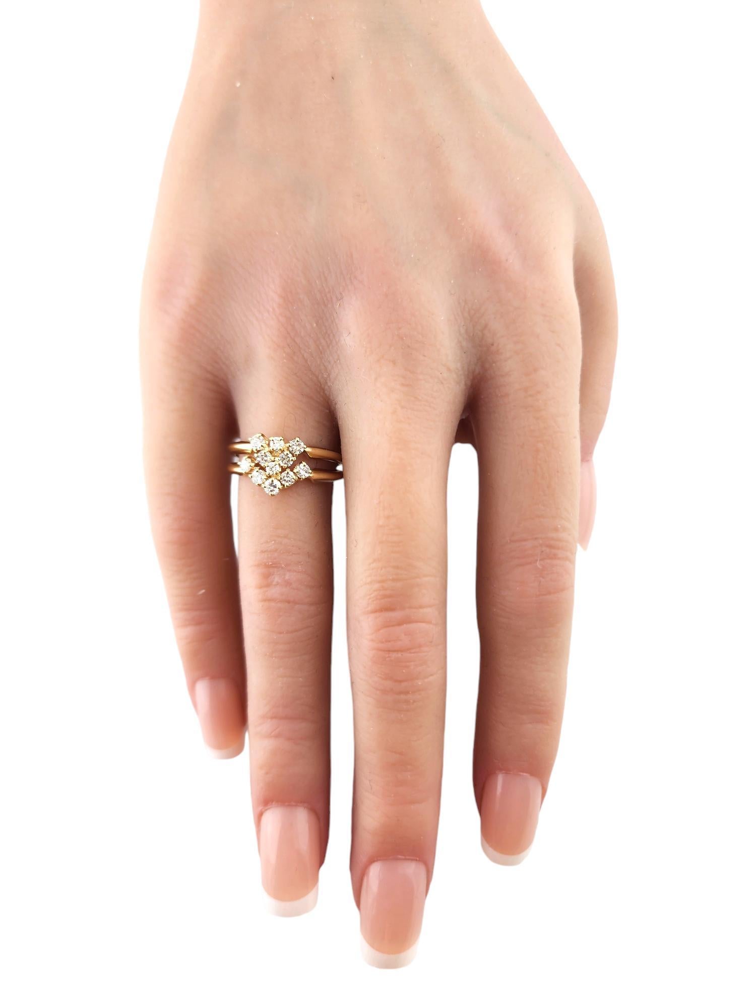 14 Karat Yellow Gold Diamond Double Band Ring Size 6.5 #18562 For Sale 2