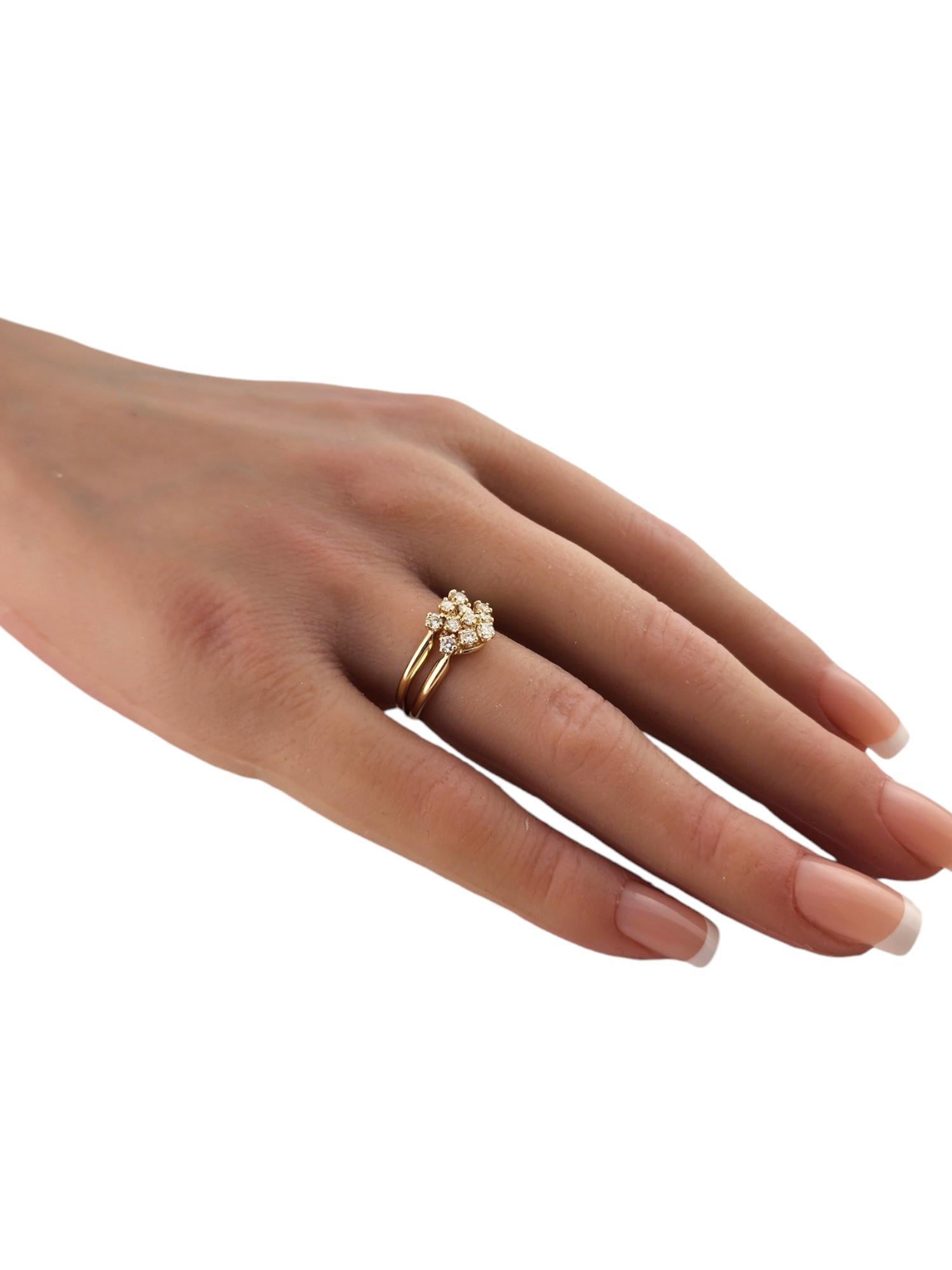 14 Karat Yellow Gold Diamond Double Band Ring Size 6.5 #18562 For Sale 3