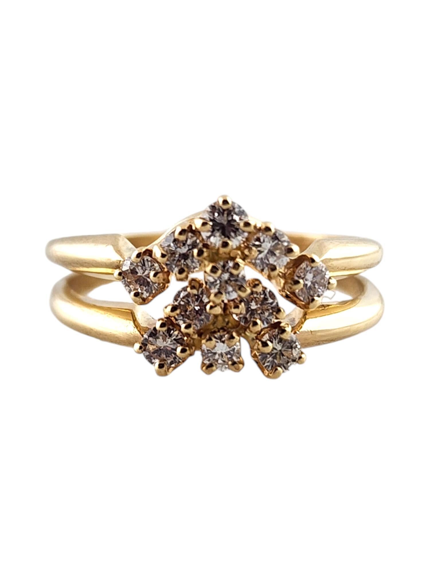 14 Karat Yellow Gold Diamond Double Band Ring Size 6.5 #18562