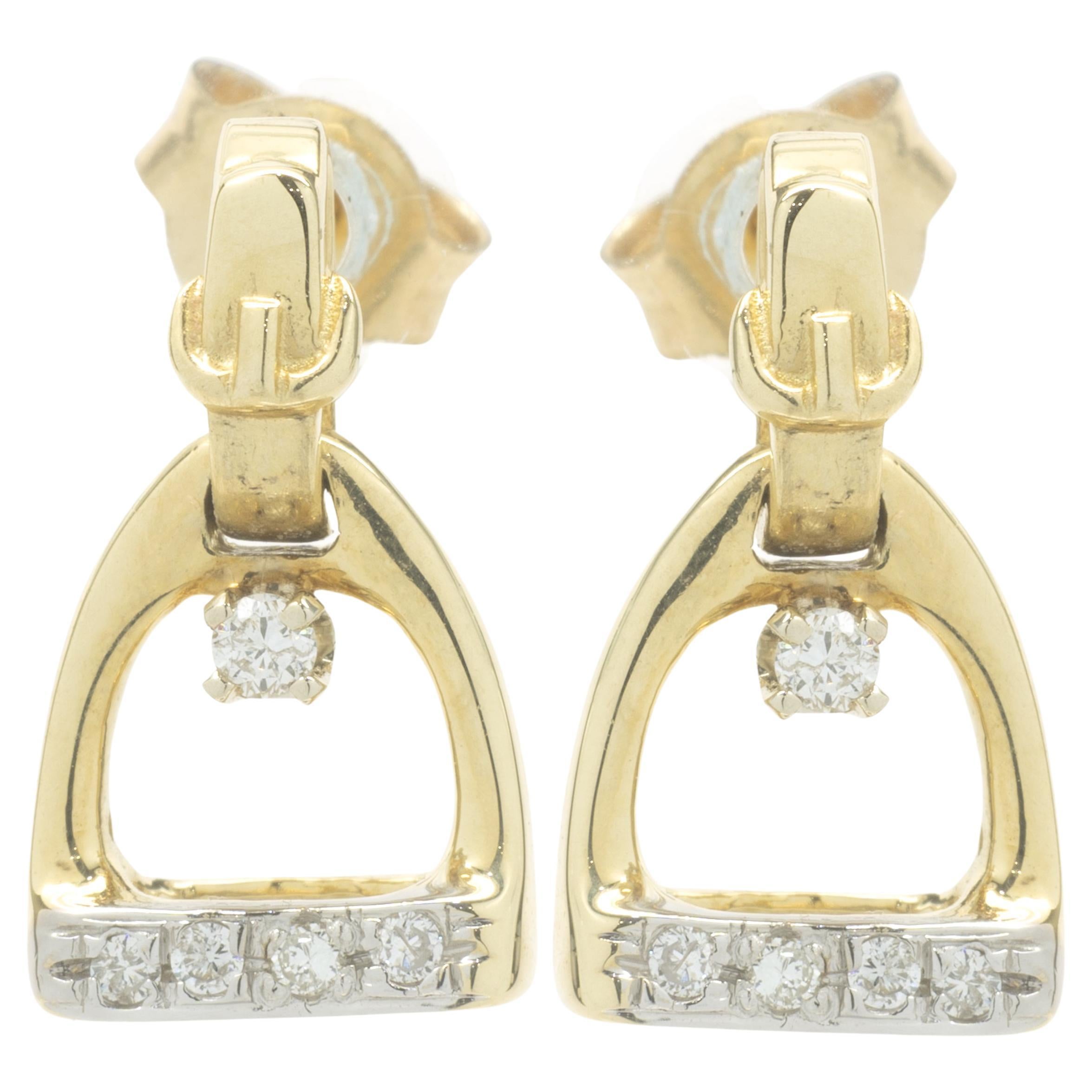 14 Karat Yellow Gold Diamond Drop Earrings