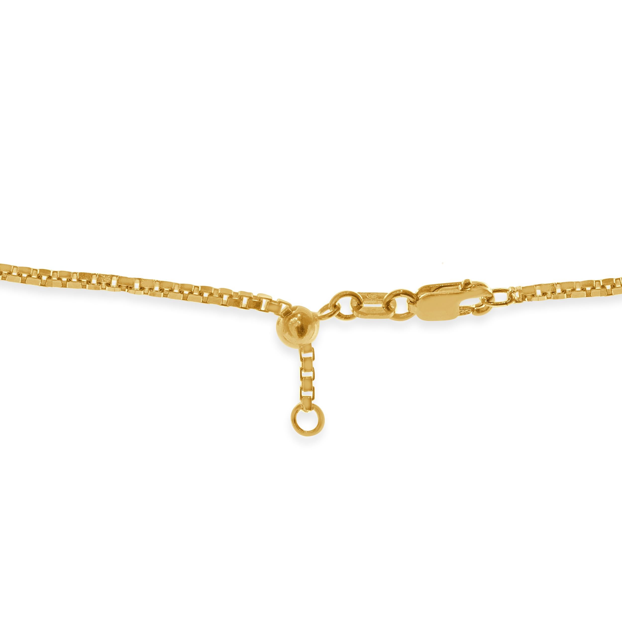 14 Karat Yellow Gold Diamond Drop Necklace In Excellent Condition In Scottsdale, AZ
