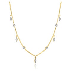 14 Karat Yellow Gold Diamond Drop Necklace