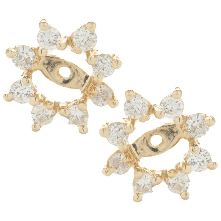 14 Karat Yellow Gold Diamond Earring Enhancers For Sale at 1stDibs