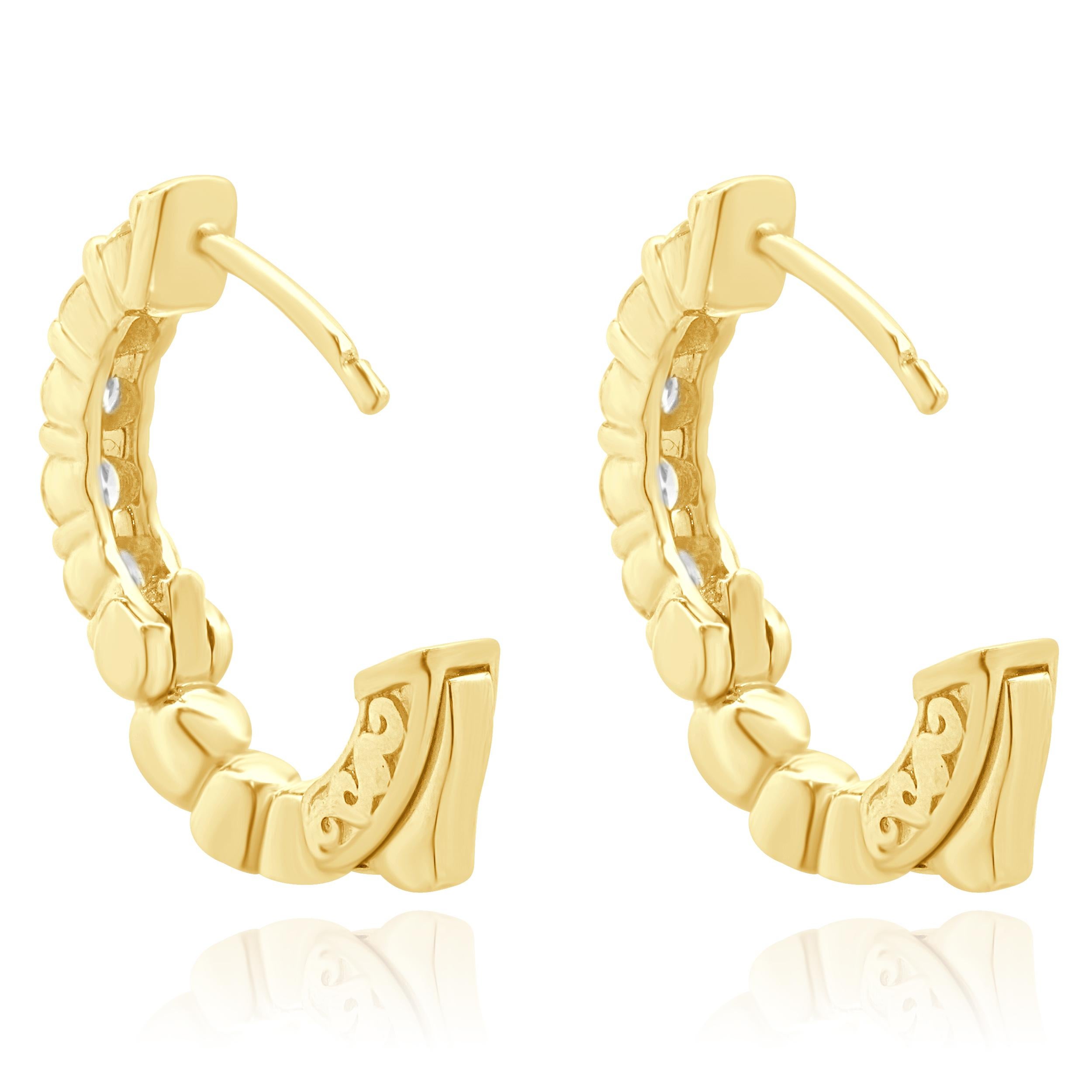 Boucles d'oreilles or jaune 14 carats et diamants Excellent état - En vente à Scottsdale, AZ