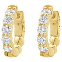 Boucles d'oreilles or jaune 14 carats et diamants