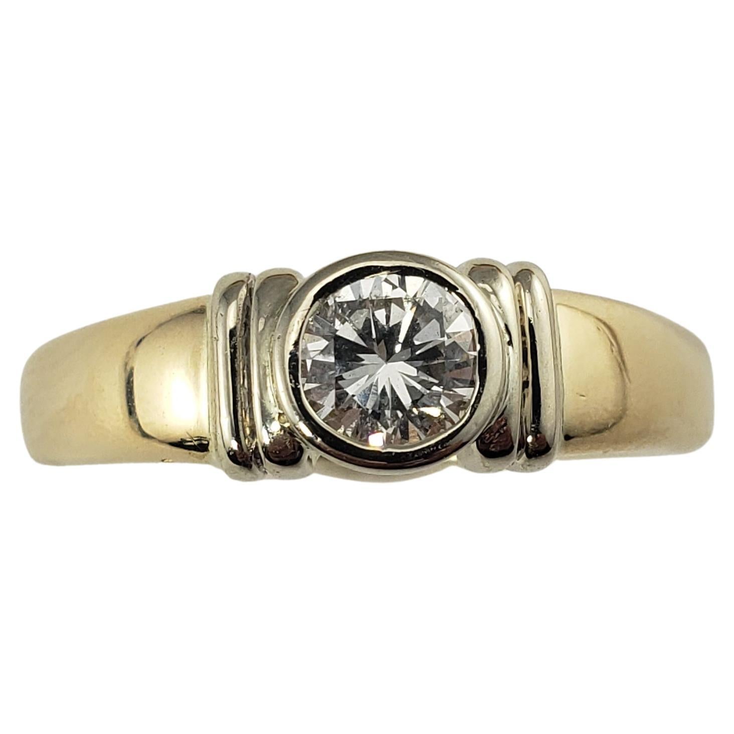 14 Karat Yellow Gold Diamond Engagement Ring For Sale