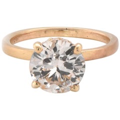 14 Karat Yellow Gold Diamond Engagement Ring with Hidden Diamond Halo