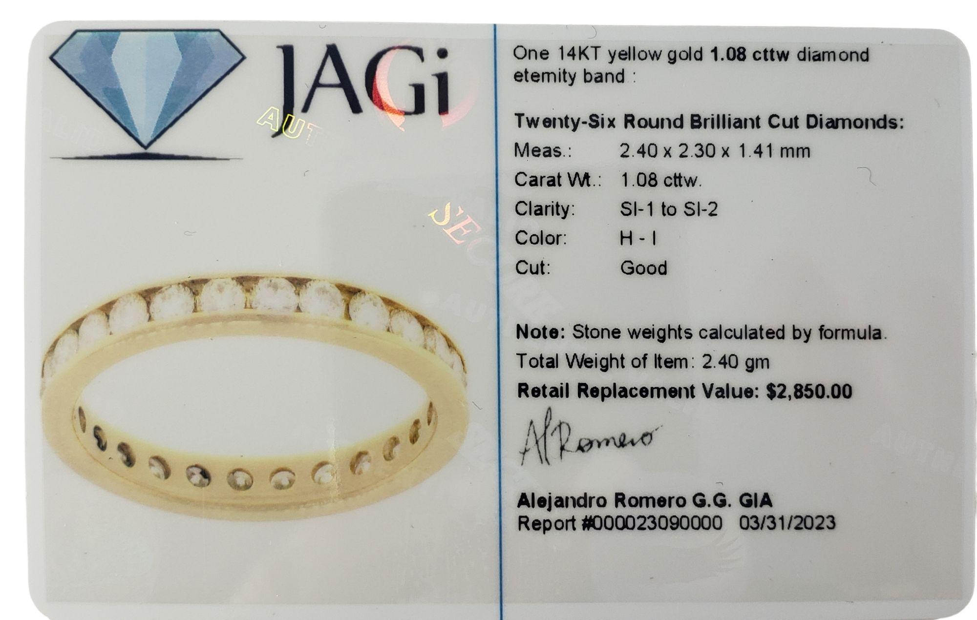 Women's 14 Karat Yellow Gold Diamond Eternity Band Ring Size 6.25 #14214 For Sale