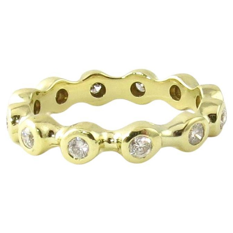 14 Karat Yellow Gold Diamond Eternity Band For Sale at 1stDibs
