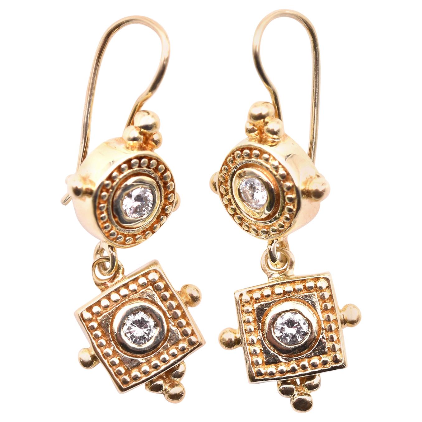 Diamonds, 14 Karat White Gold Fashion Drop Earrings For Sale at 1stDibs