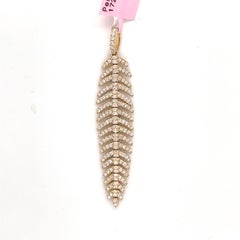 14 Karat Yellow Gold Diamond Feather Flexible Pendant 0.58 Carats