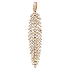 Pendentif souple en forme de plume en or jaune 14 carats avec diamants 0,58 carat