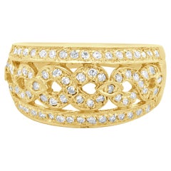Bague en or jaune 14 carats avec diamant en forme de 8