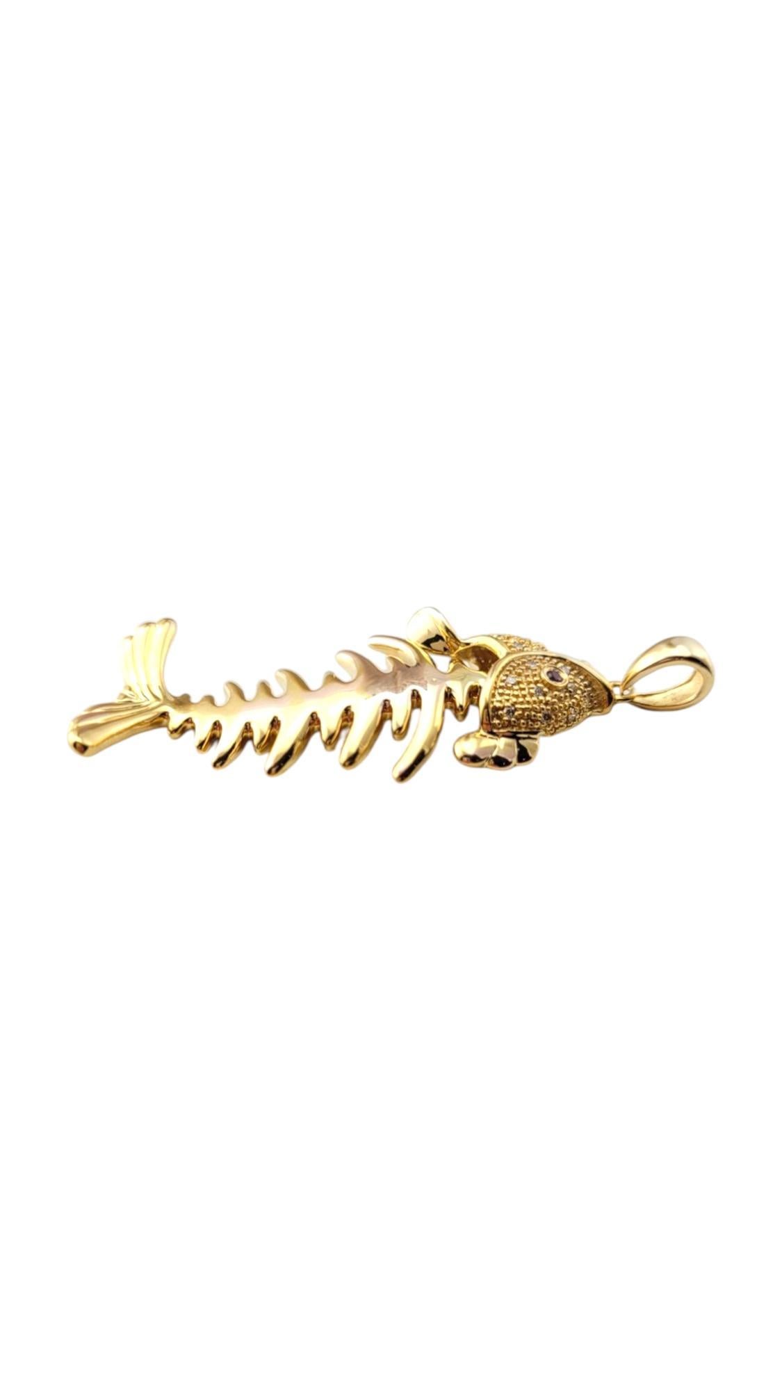 14 Karat Yellow Gold Diamond Fish Skeleton Pendant #20908 In Good Condition For Sale In Washington Depot, CT