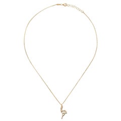 14 Karat Yellow Gold Diamond Flamingo Necklace
