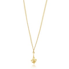 14 Karat Yellow Gold Diamond Fleur De Lis Necklace