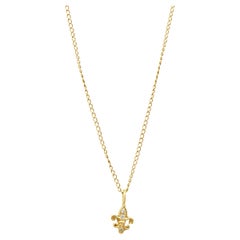14 Karat Yellow Gold Diamond Fleur De Lis Necklace