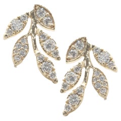 14 Karat Gelbgold Diamant-Ohrstecker mit Blumenmuster
