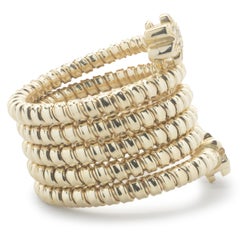 14 Karat Yellow Gold Diamond Flower Bead Stretch Ring