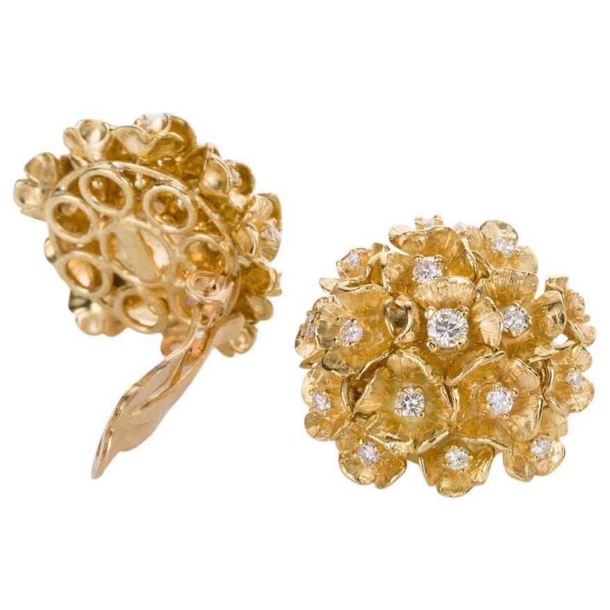 How cool are these earrings? They look super on the ear and have a life of their own, with 32 brilliant white diamonds claw set into each flower head. Each flower is designed to dance individually so any movement will show sparkle from the ears,