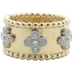 14 Karat Yellow Gold Diamond Flower Cigar Band