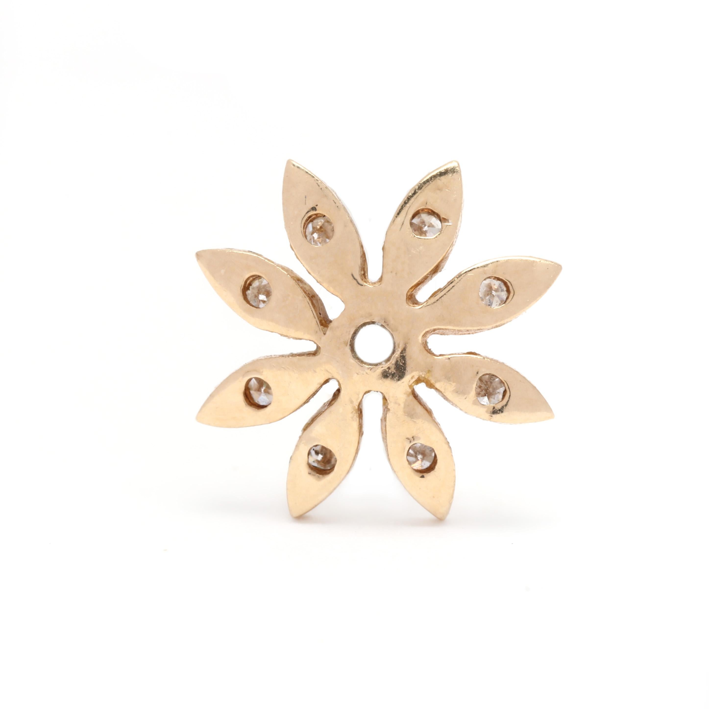 14 Karat Yellow Gold Diamond Flower Earring Jackets at 1stDibs