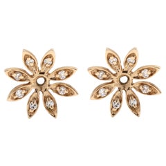 14 Karat Yellow Gold Diamond Flower Earring Jackets