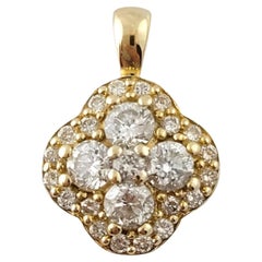14 Karat Yellow Gold Diamond Flower Pendant #17707