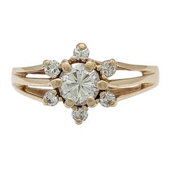 14 Karat Yellow Gold Diamond Flower Ring .62 Carat