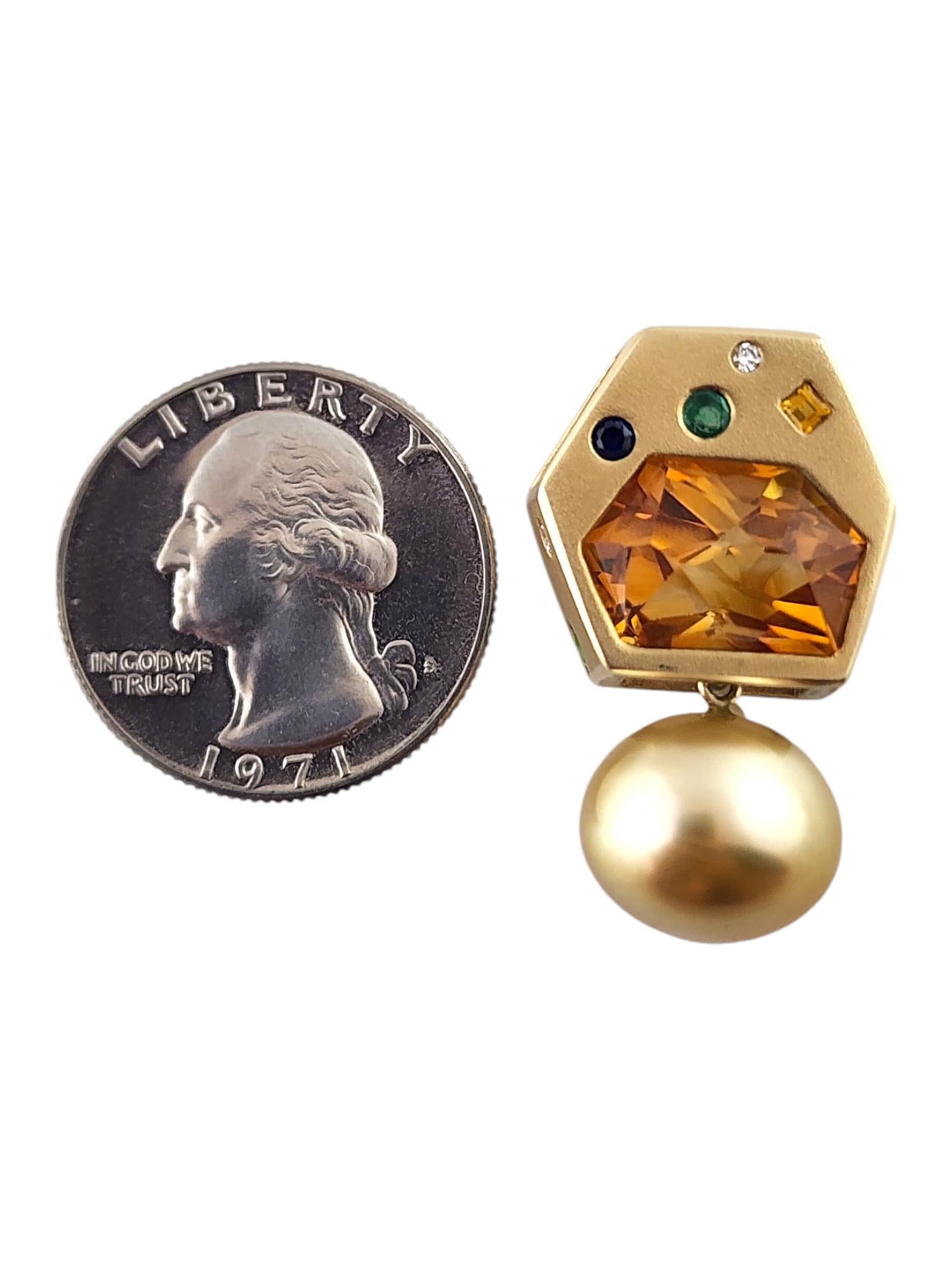 14 Karat Yellow Gold Diamond, Gemstone, & Cultured Pearl Pendant #19036 1