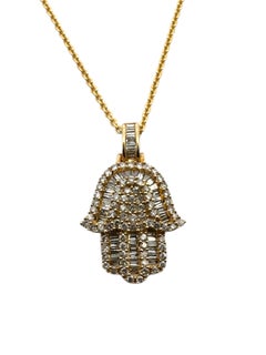 14 karat Yellow Gold Diamond Hamsa Pendant Necklace