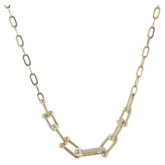 14 Karat Yellow Gold Diamond Hardwear Link Necklace