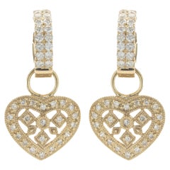 14 Karat Yellow Gold Diamond Heart Earring Enhancers