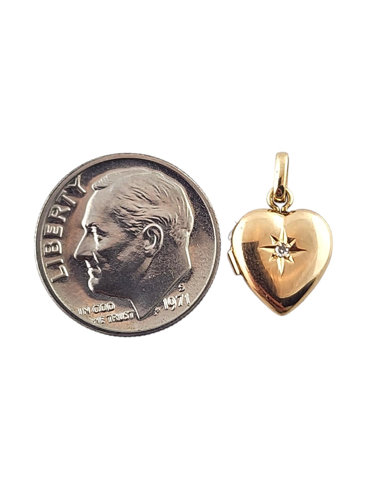 14 Karat Yellow Gold Diamond Heart Locket #19120 2