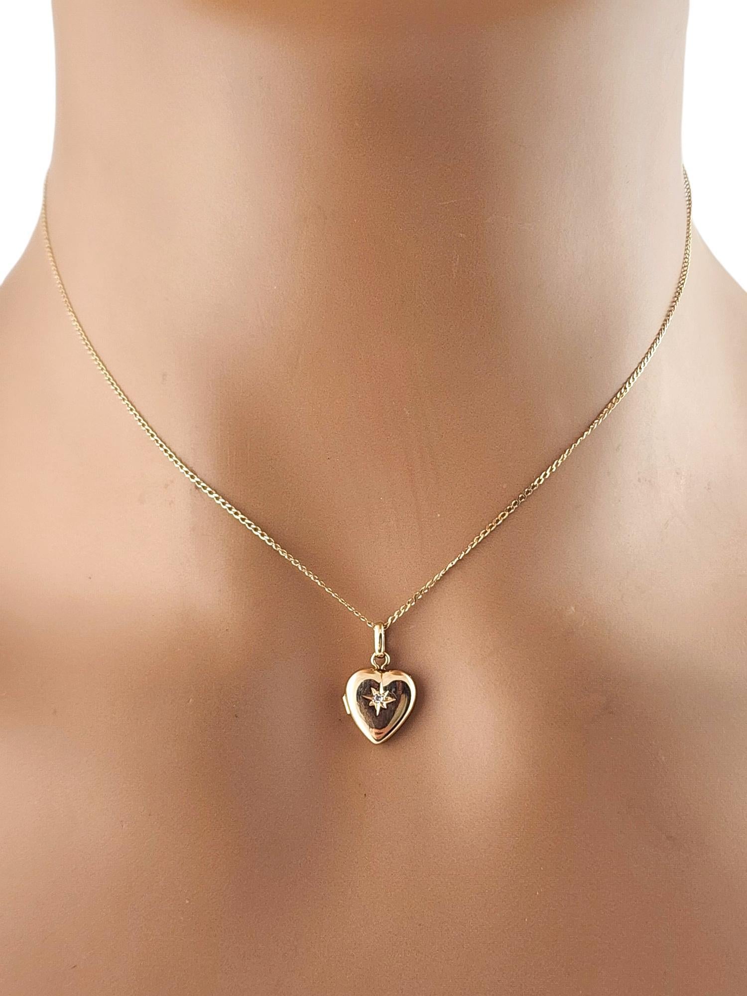 14 Karat Yellow Gold Diamond Heart Locket #19120 3