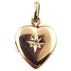 Vintage 14 Karat Yellow Gold Diamond Heart Locket #19120