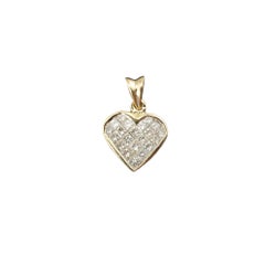 14 Karat Yellow Gold Diamond Heart Pendant #15979