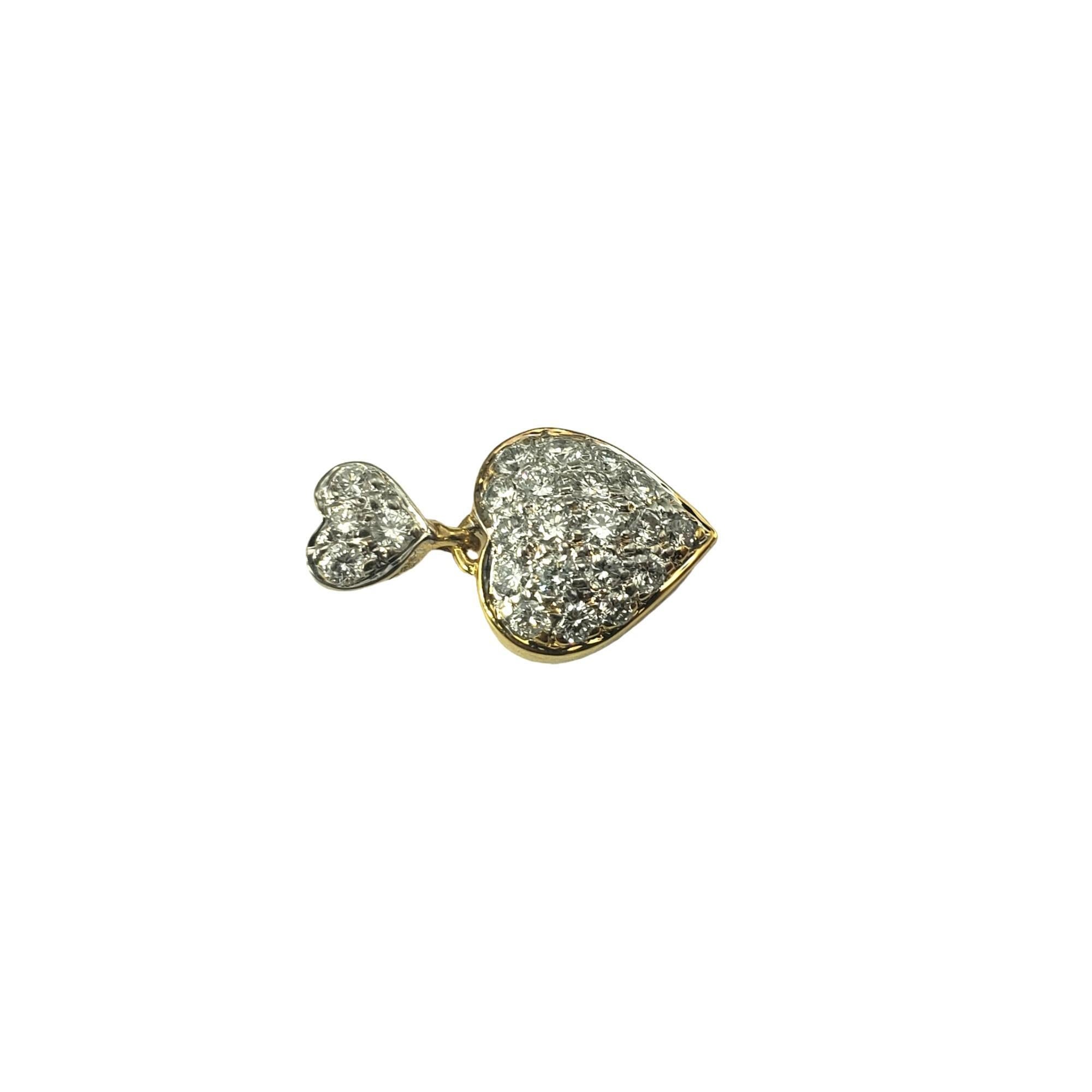 14 Karat Yellow Gold Diamond Heart Pendant #16832 In Good Condition For Sale In Washington Depot, CT
