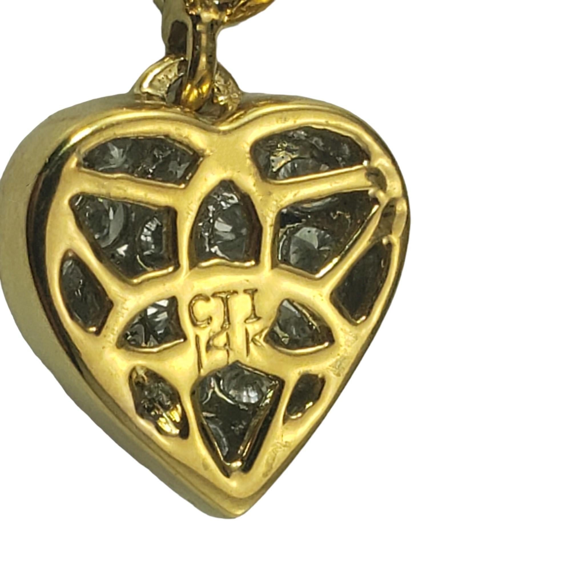 14 Karat Yellow Gold Diamond Heart Pendant #16832 For Sale 1