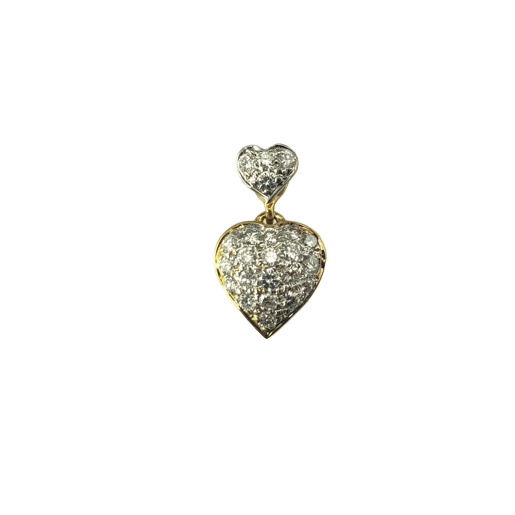 14 Karat Yellow Gold Diamond Heart Pendant #16832 For Sale