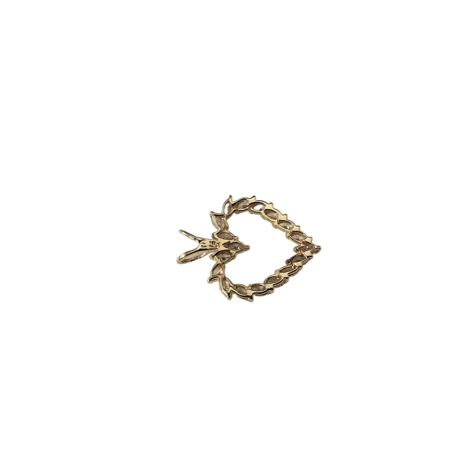 14 Karat Yellow Gold Diamond Heart Pendant #16839 In Good Condition For Sale In Washington Depot, CT