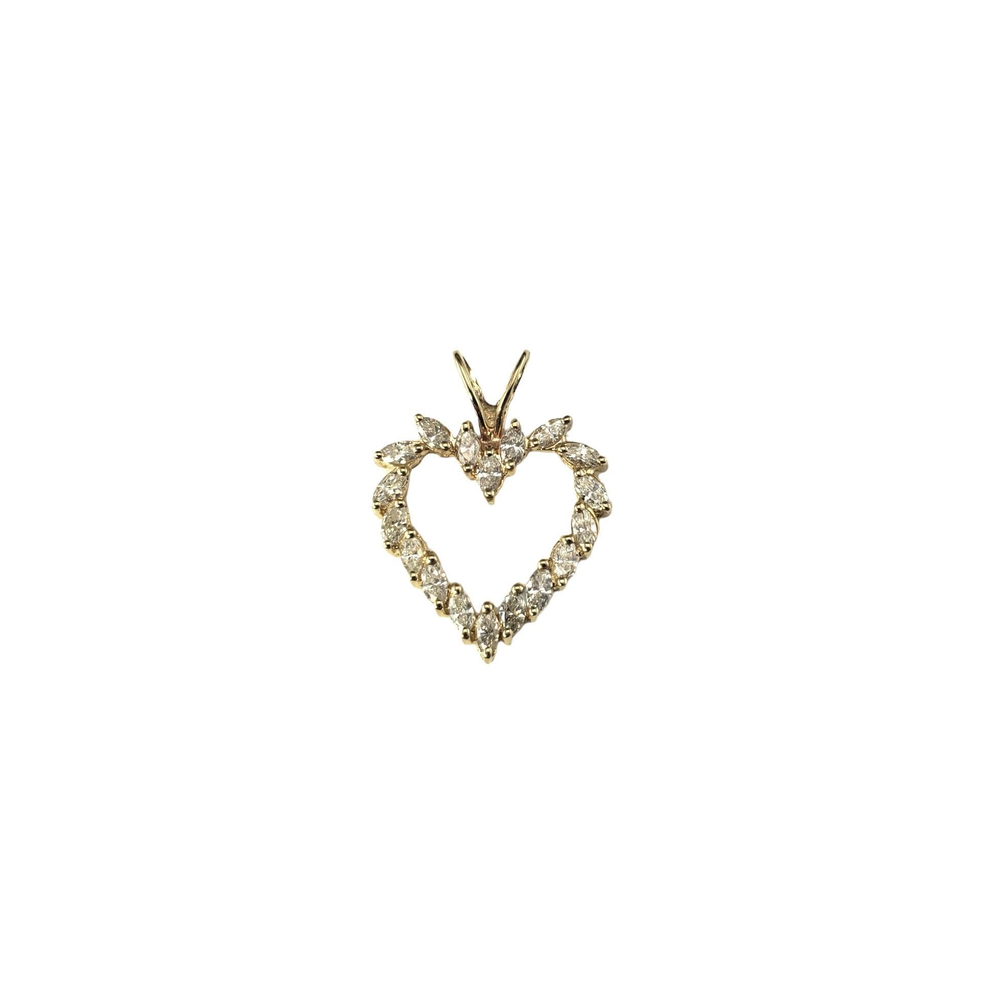 14 Karat Yellow Gold Diamond Heart Pendant #16839 For Sale