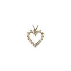 Pendentif cœur en or jaune 14 carats et diamants n° 16839