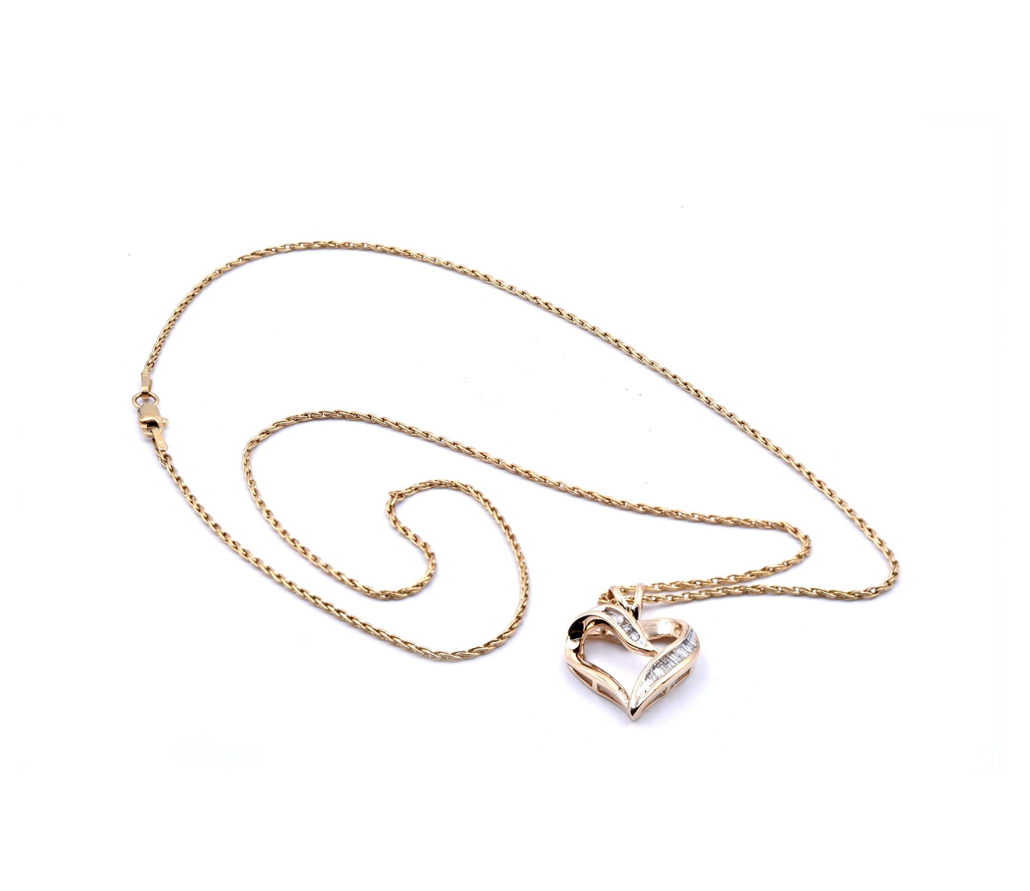 14k gold heart pendant with diamonds
