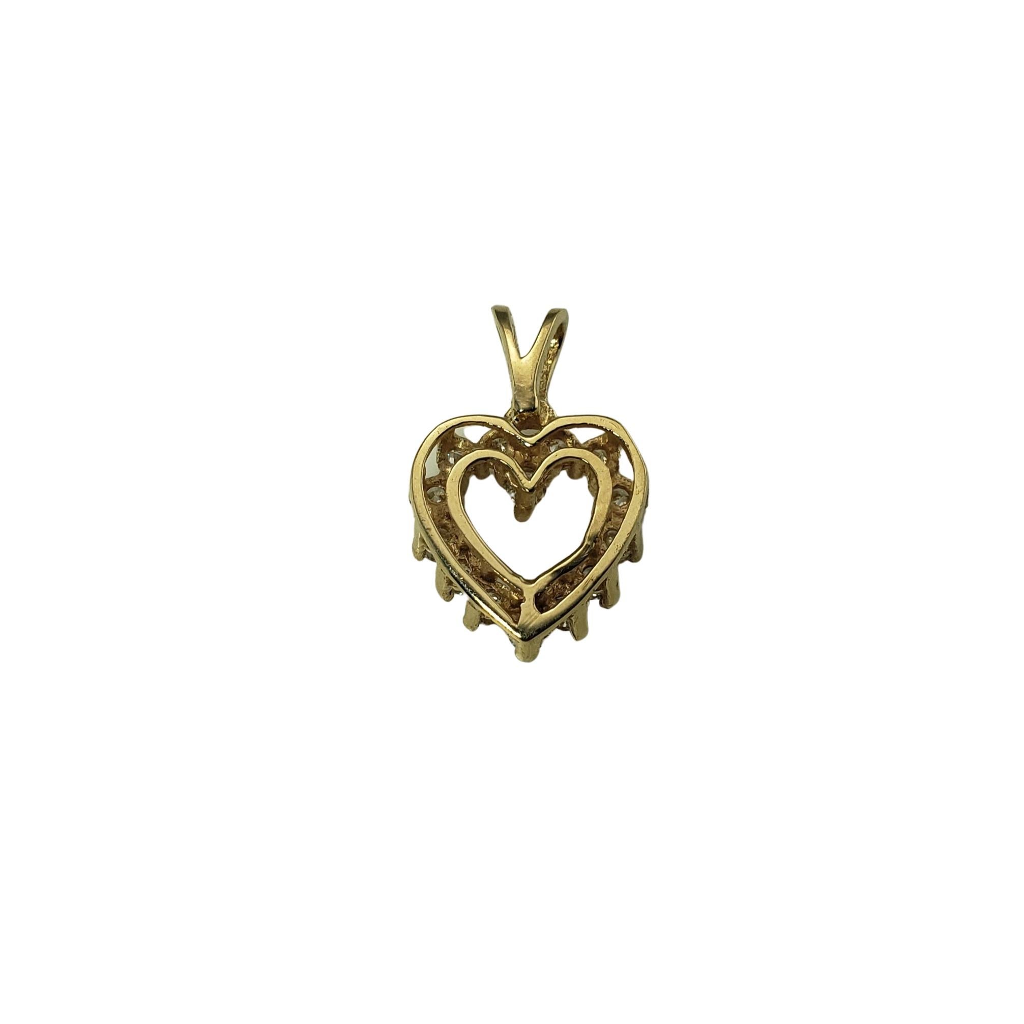14 Karat Yellow Gold Diamond Heart Pendant In Good Condition For Sale In Washington Depot, CT