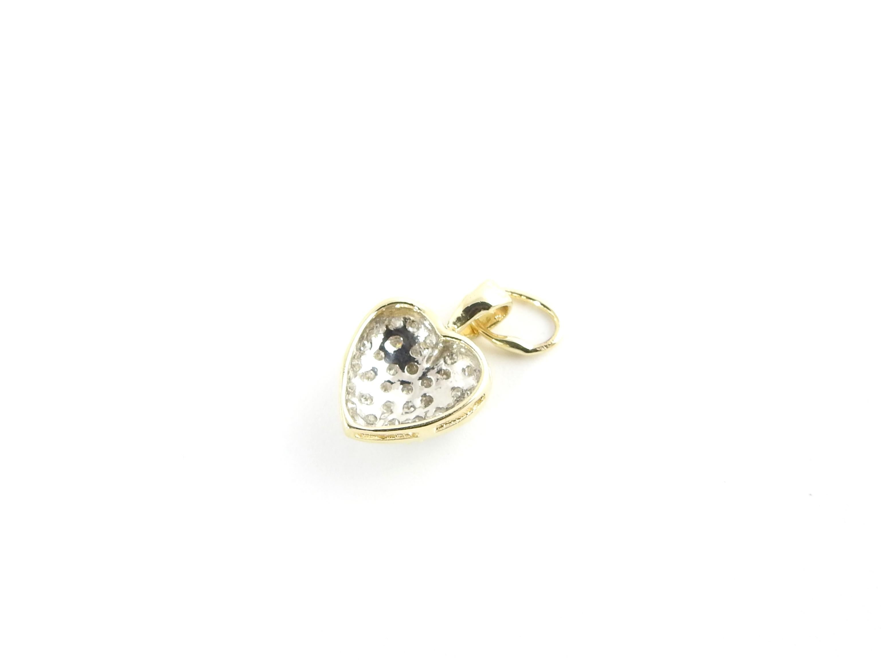 14 Karat Yellow Gold Diamond Heart Pendant 2