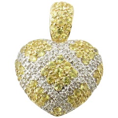 Vintage 14 Karat Yellow Gold Diamond Heart Pendant