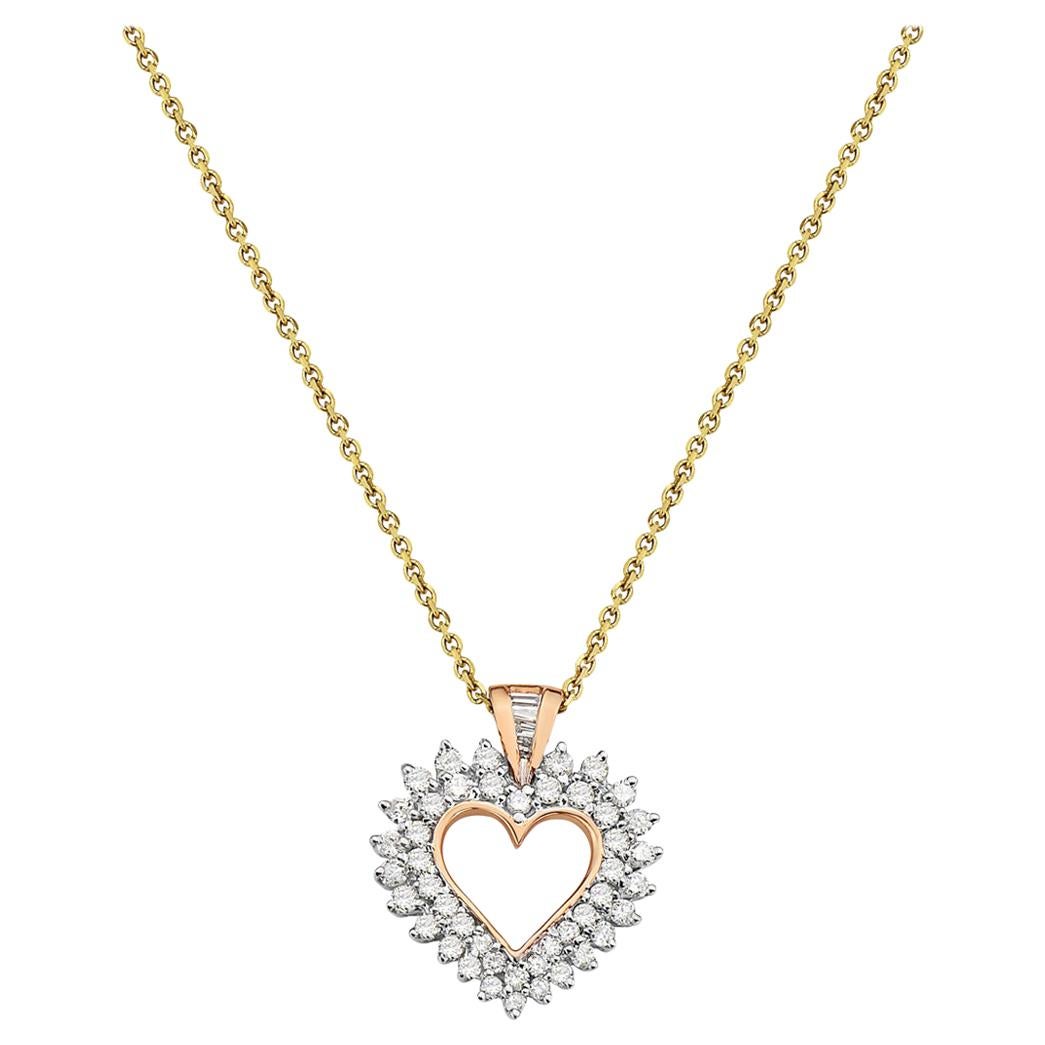 14 Karat Yellow Gold Diamond Heart Pendant