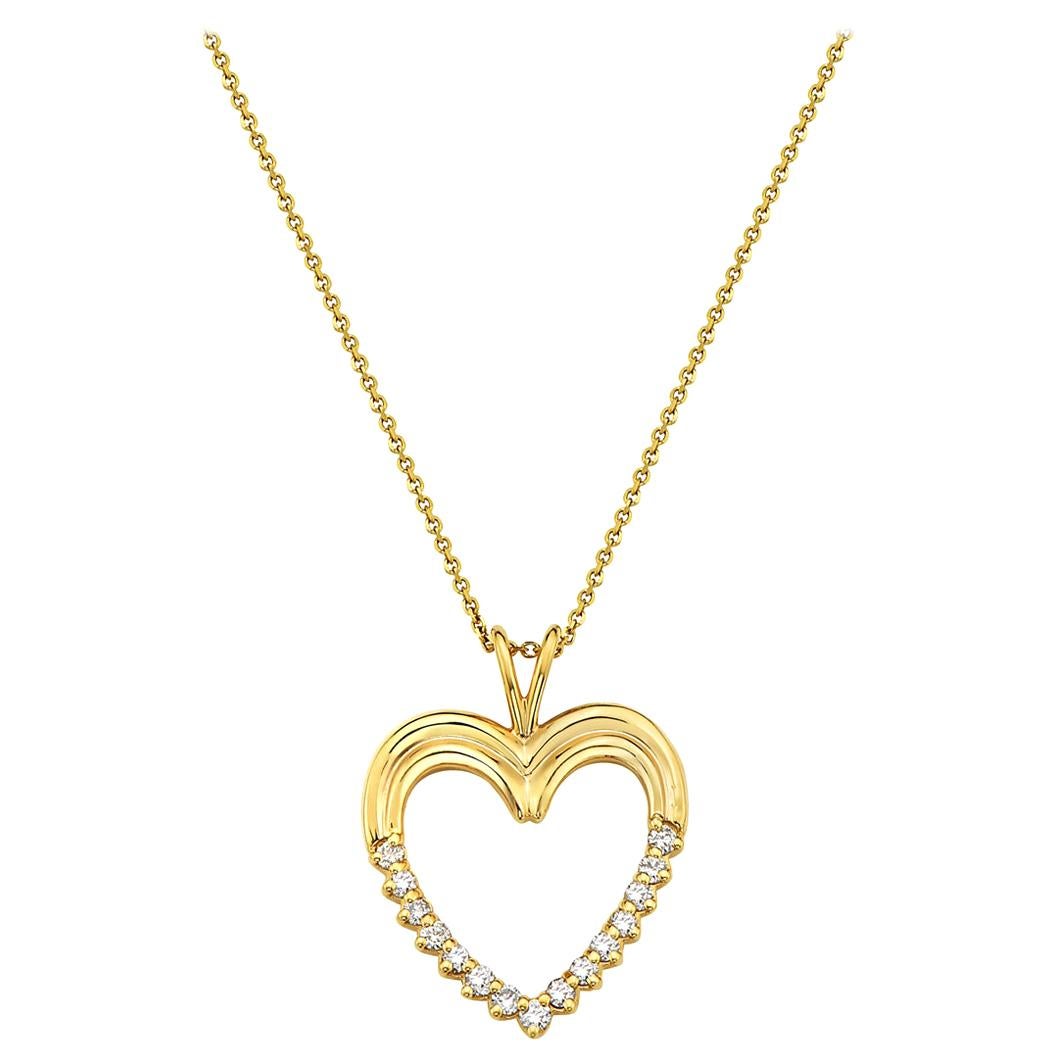 Colgante Corazón Diamante Oro Amarillo 14 Kilates